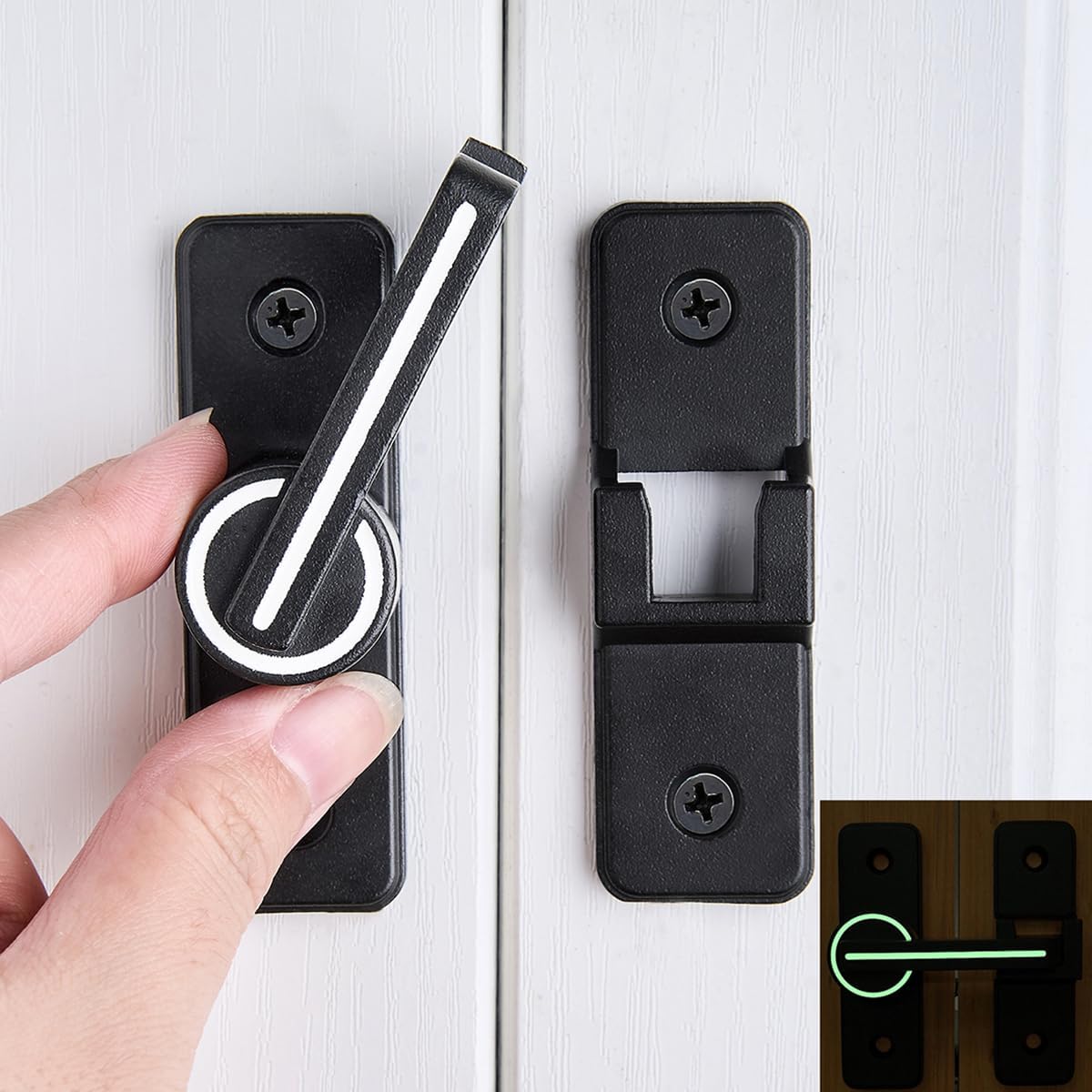 Black 90 Degree Barn Door Locks,Heavy Sliding Barn Door Latches Door Lock,Premium Zinc Alloy for Enhanced Privacy and Security on Barn Door,Garden Entrances,and Sliding Door