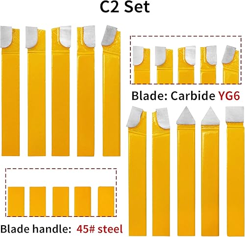 Miniatura 5 de PNBO Juego de 20 brocas de corte de punta de carburo de 12 pulgada para herramientas de torno de metal.