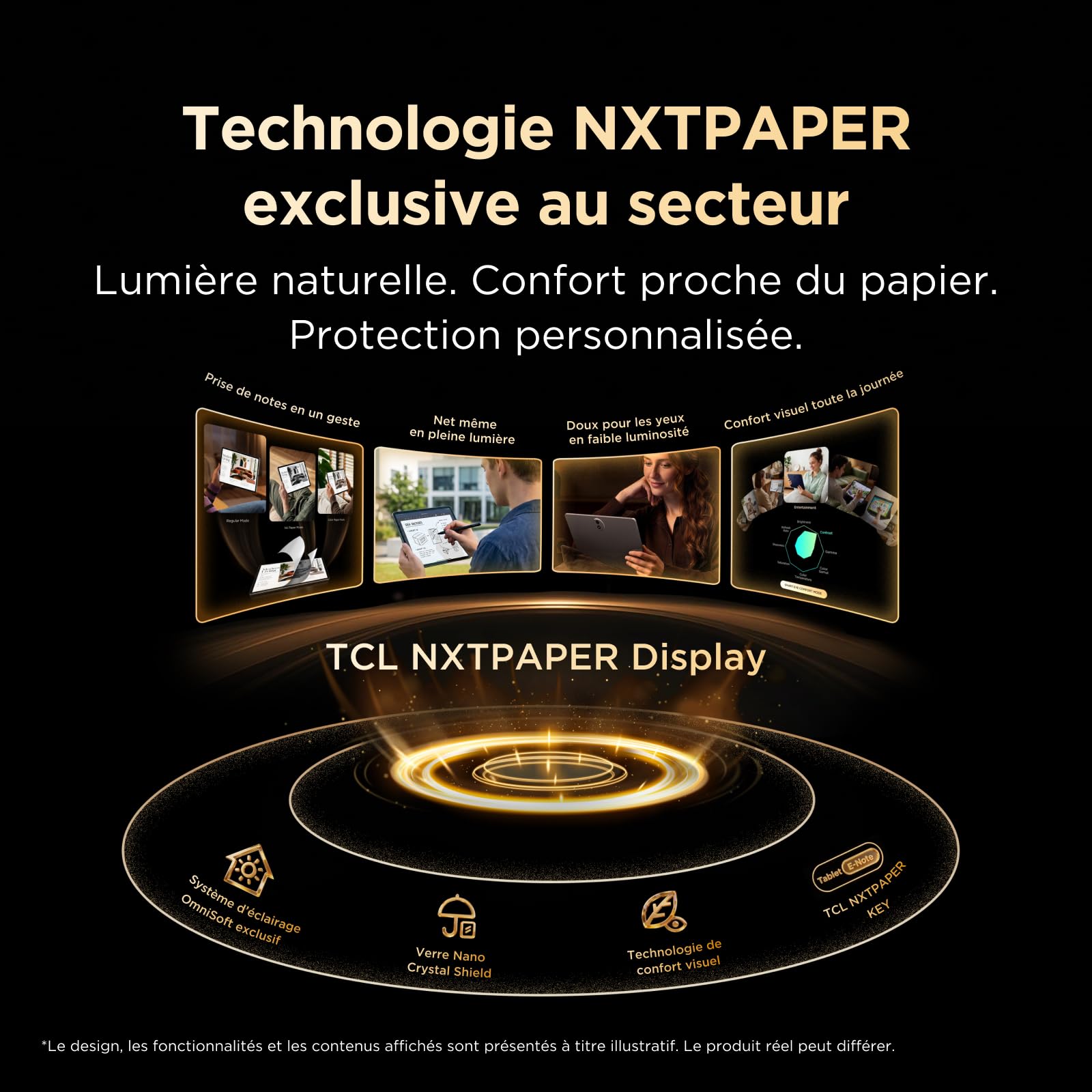 TCL Tab A1 Plus NXTPAPER, écran 12,2" 2,4K 120 Hz, 6+256 Go, processeur Octa-Core, IA, Batterie 10 000 mAh, 4 Haut-parleurs, Design métal élégant pour Travail et Loisirs
