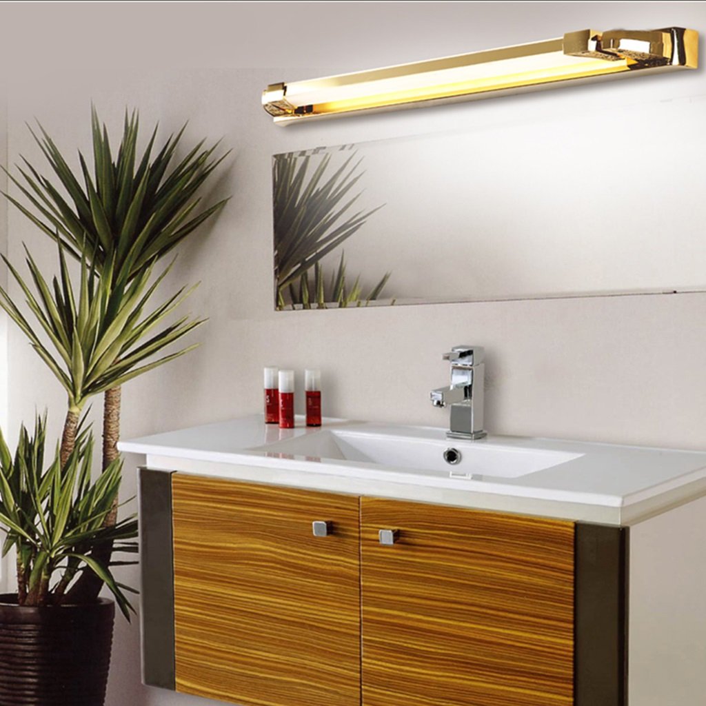 Lampy łazienkowe Lustrzane reflektory LED przednie światło, przeciwmgielne nowoczesne proste, wodoodporne, oświetlenie ścienne łazienki/złote-14W/89,5 cm