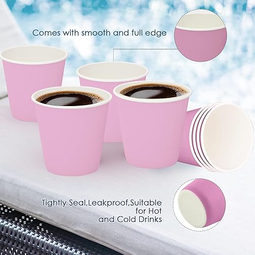 Miniatura 4 de Turbo Bee Paquete de 600 vasos de papel rosa de 3 onzas, vasos desechables para baño, tazas pequeñas para enjuague bucal, tazas de espresso, vasos