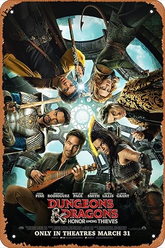 Póster de película de Dungeons And Dragons Honor Among Thieves (Chris Pine, Michelle Rodriguez), película cinematográfica, cine, teatro, 8 x 12