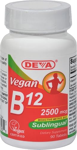 Deva Vegan Vitamins Sublingual B12 - 2500 mcg - 90 Tabletas - Metilo bioactivo B12