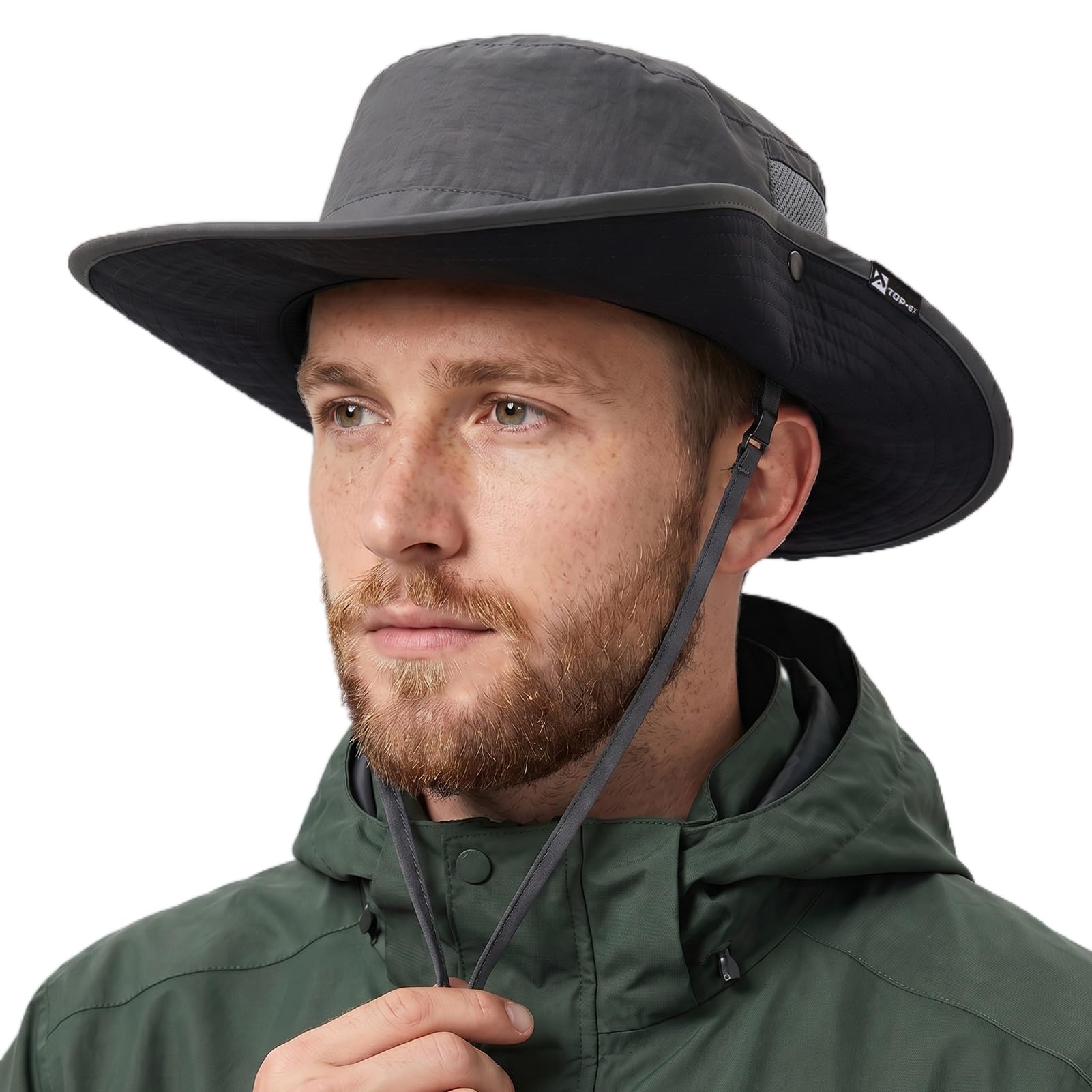 TOP-EX L/XL/XXL UV50+ - Sombrero de sol impermeable de ala ancha para pesca de verano, senderismo, con correa desmontable y malla ventilada