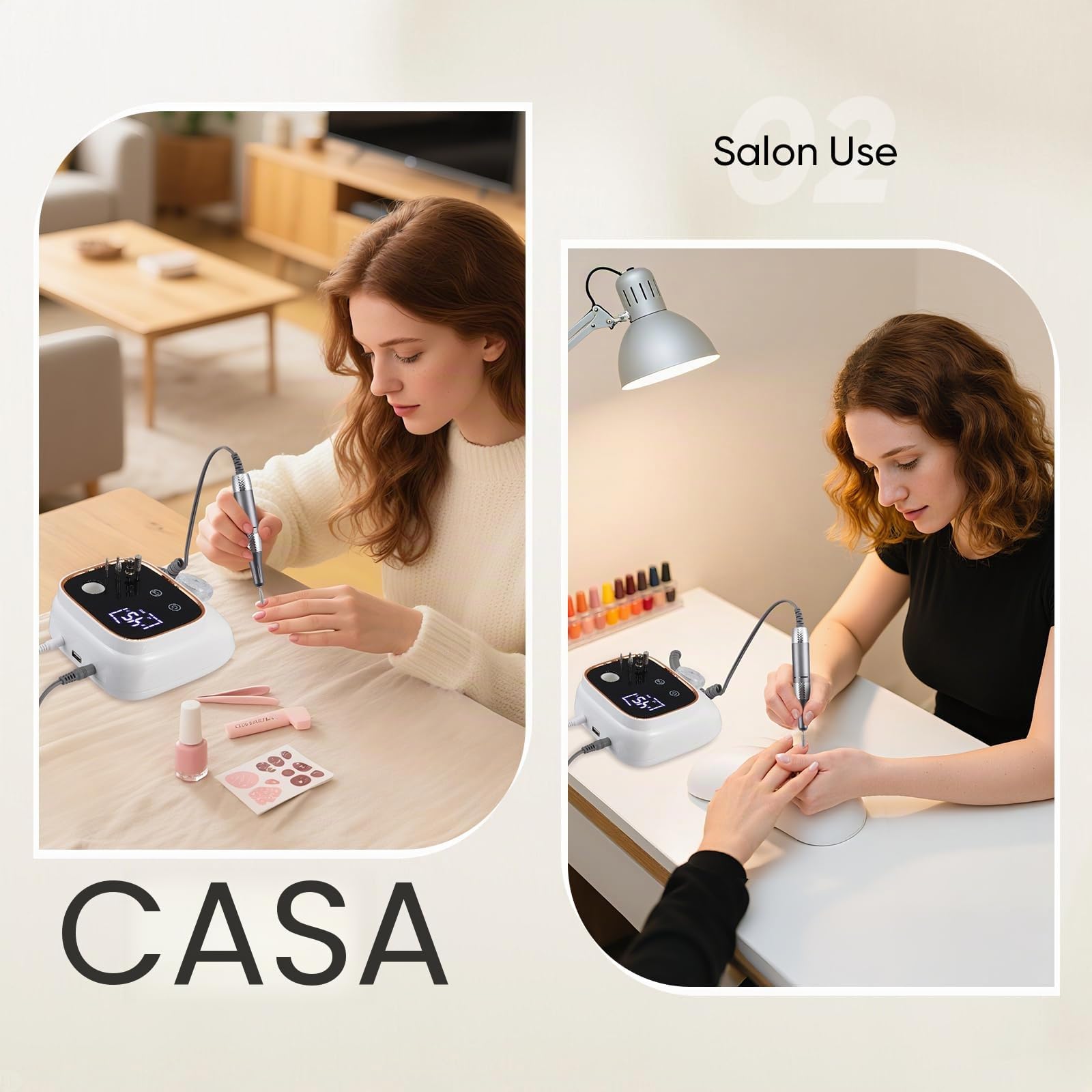 Torno de uñas eléctrico 45.000 rpm - Pantalla LCD - 56 cintas abrasivas - 11 agujeros - Estación de carga USB - Cortaúñas eléctrico para manicura y pedicura - Ideal para las