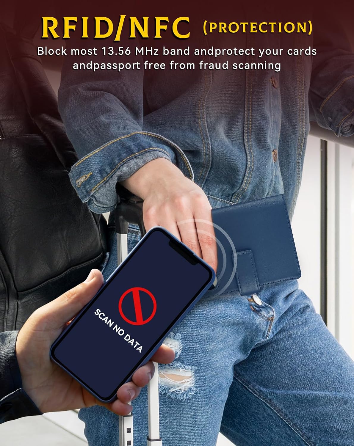 Passport Holder Wallet Cover Case for Women and Men,RFID Blocking,Passport Case,Travel Accessories (Navy Blue) - Image 5