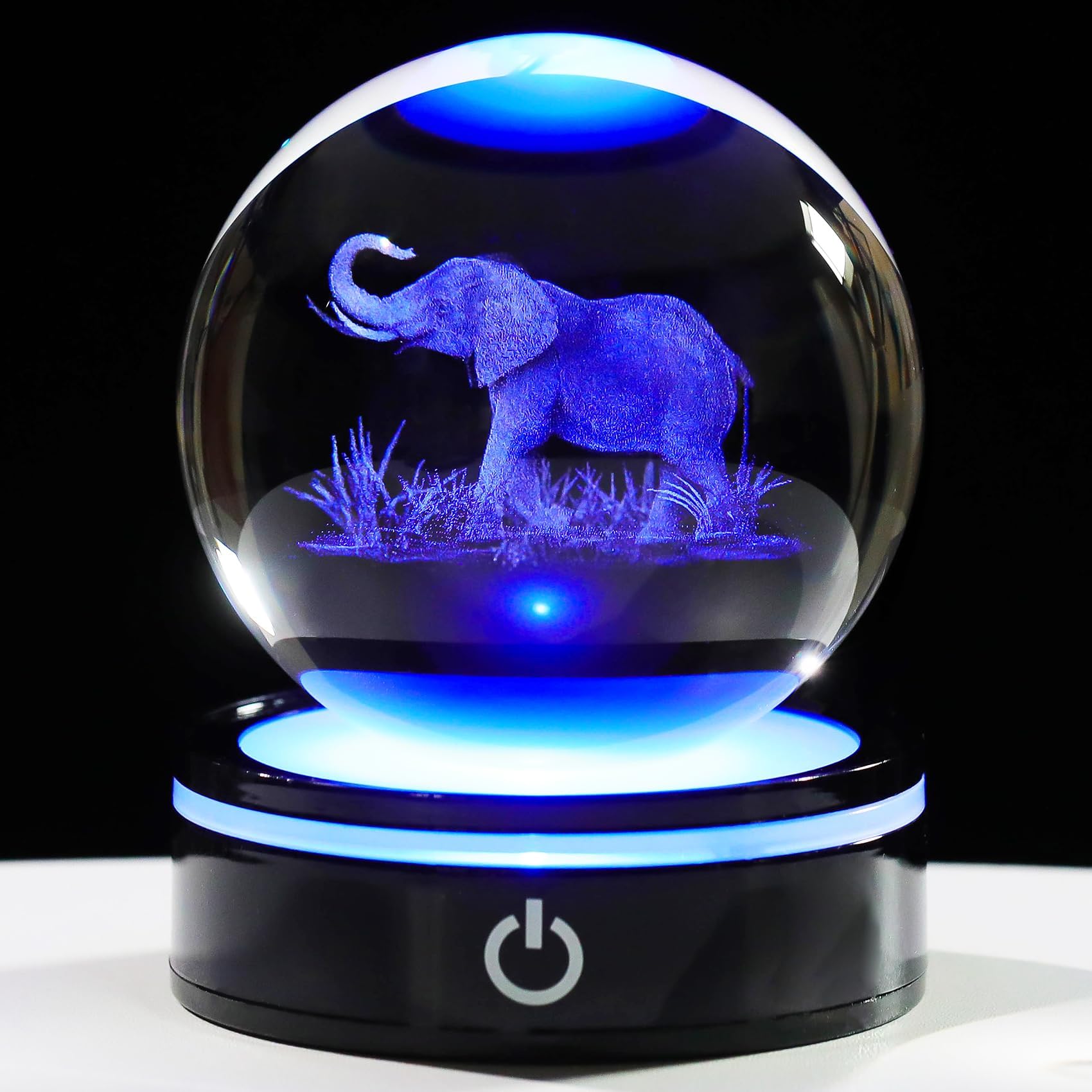 YWHL 3D Elephant Figurine Crystal Ball