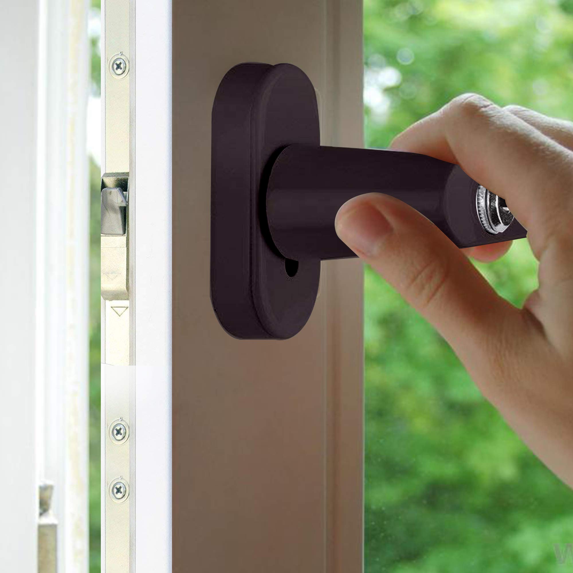 Manija para Ventana de Aluminio de Alta Calidad PALMAT con Llave | para Ventanas/Puertas Abatibles y Corredizas | Apertura Hacia Adentro o hacia Afuera (Paquete con 10 piezas, Negro)