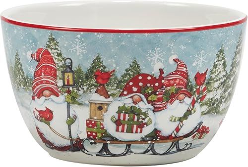 Miniatura 3 de Certified International Gnomos de Navidad 5.25" PostreHelado Tazones, Juego de 4 Diseños Surtidos