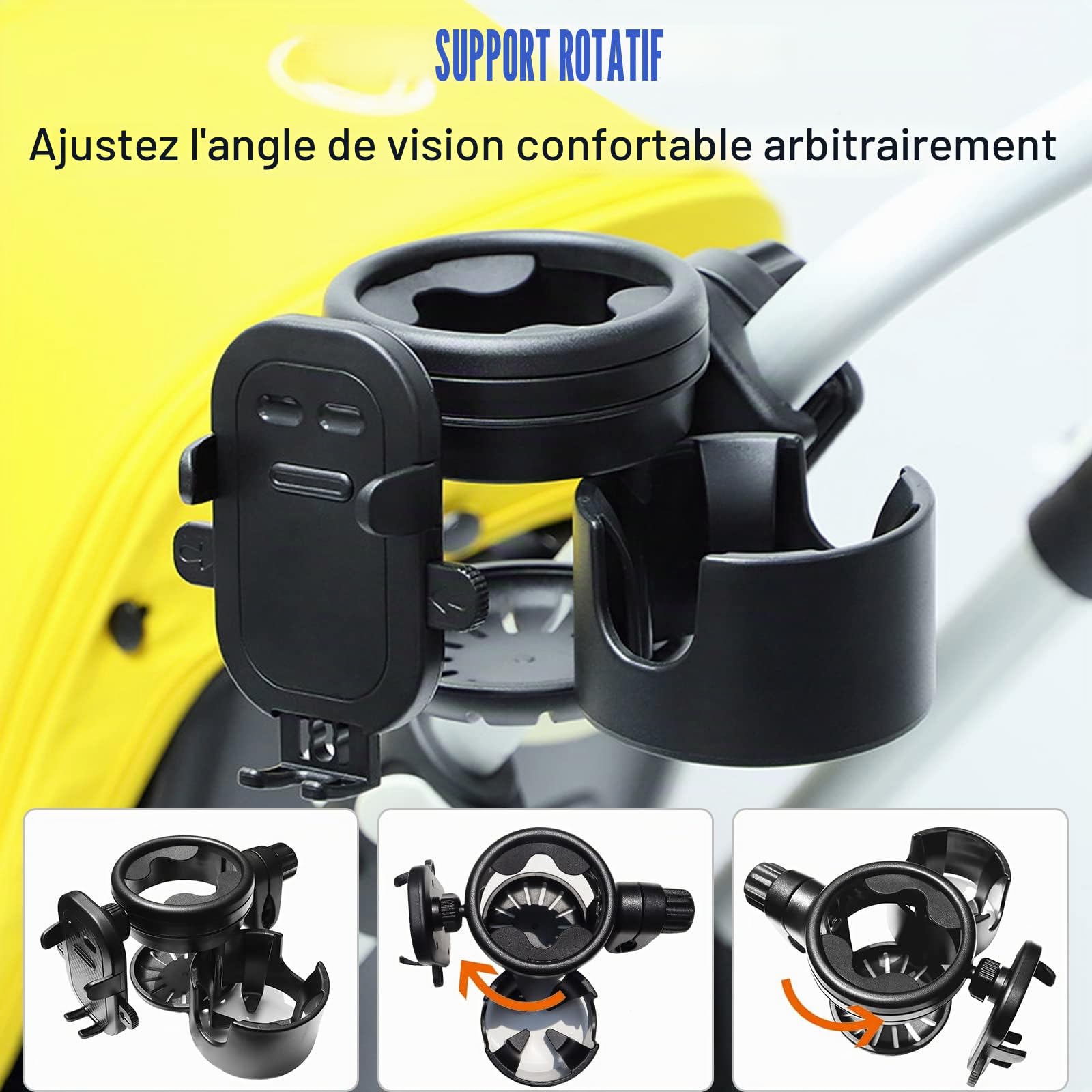 Poussette bébé porte-gobelet avec support pour téléphone 3 en 1 porte-bouteille de lait universel pour landaus poussette bébé poussette accessoires