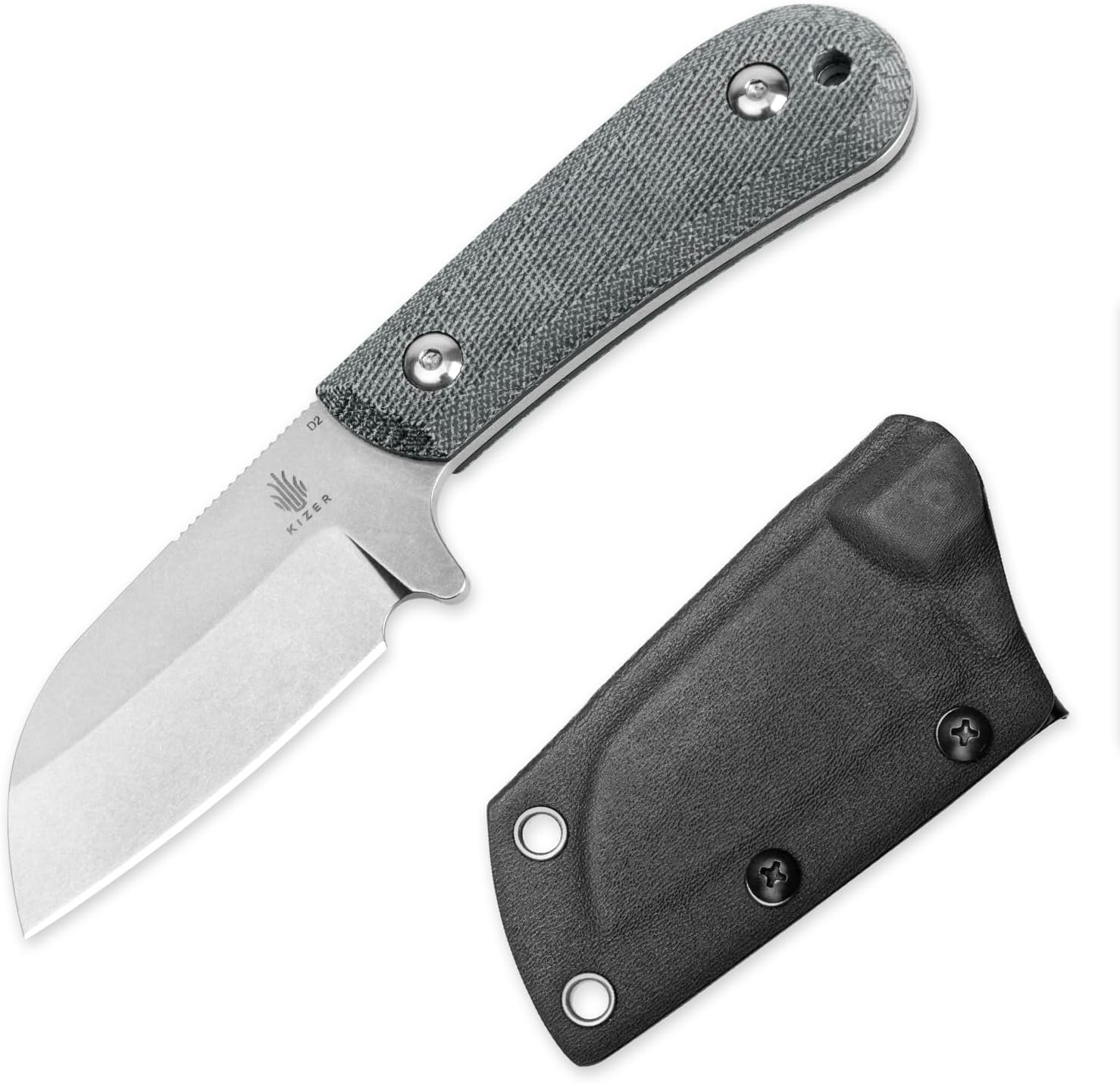 Deckhand Fixed Blade Hunting Knife with Sheath, D2 Blade Camping Knife G10+Micarta Handle Lightweight EDC Fixed Blade for Men Women Outdoor, for Hunting Survival 1062A1