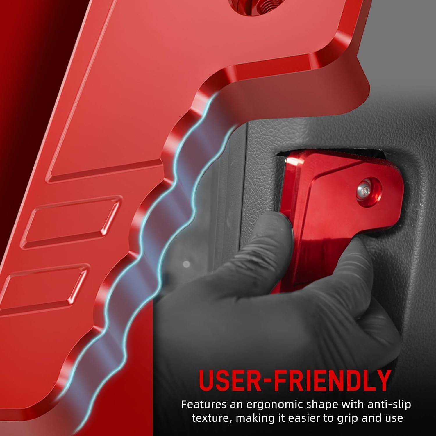 Bevinsee Engine Hood Release Lever Handle Left-Hand Drive Compatible with Volkswagen Golf MK7, Compatible with Seat Leon 5F, Compatible with Octavia 5E LHD 6R1823533 Aluminum Red