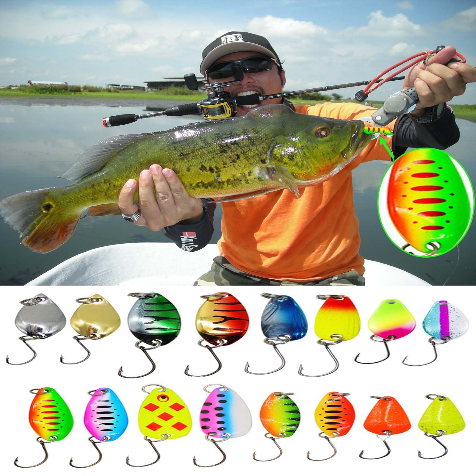 Leurre Cuillère SEABUZZ Clignotant Asymétrique – 23,5 G / 8,5 Cm – Hameçons Triples – Pour Brochet, Perche, Sandre, Truite – Métal – Eau Douce Et Mer