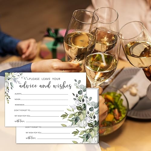 Miniatura 4 de WwongxianB Juego de 25 tarjetas de consejos y deseos de vegetación de eucalipto, libro de visitas de palabras de sabiduría para recién casados,