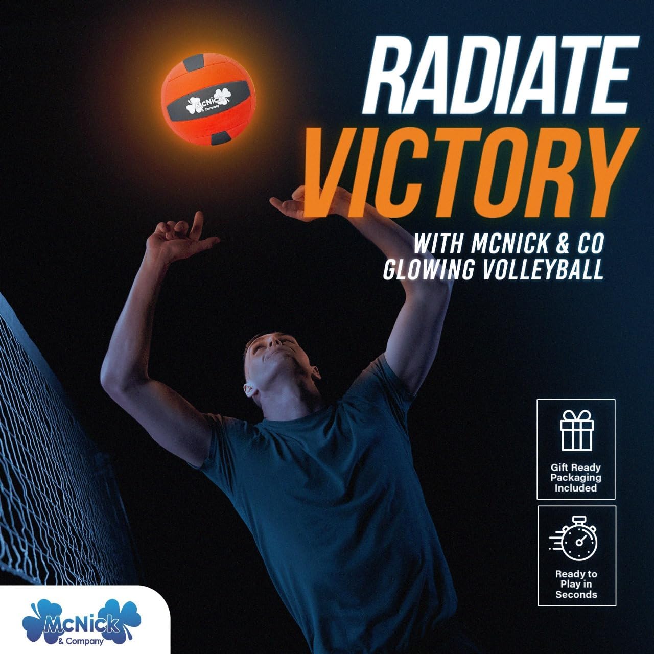 MCNICK & COMPANY LED Glow in The Dark Volleyball, Light-Up Glowing Beach Nightime Ball, Yard Games & Volleyball Training Equipment - 26.5" Premium Glowing Ball with Pre-Installed Batteries - Image 3