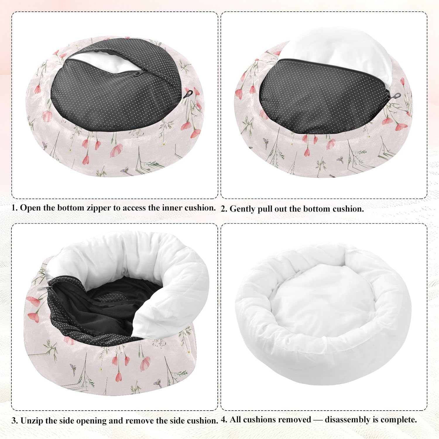 Pet Dog Bed Warm & Cozy Fluffy Cat Pillow Bed for Small Size Pets Supplies M Cartoon Callistephus Blush