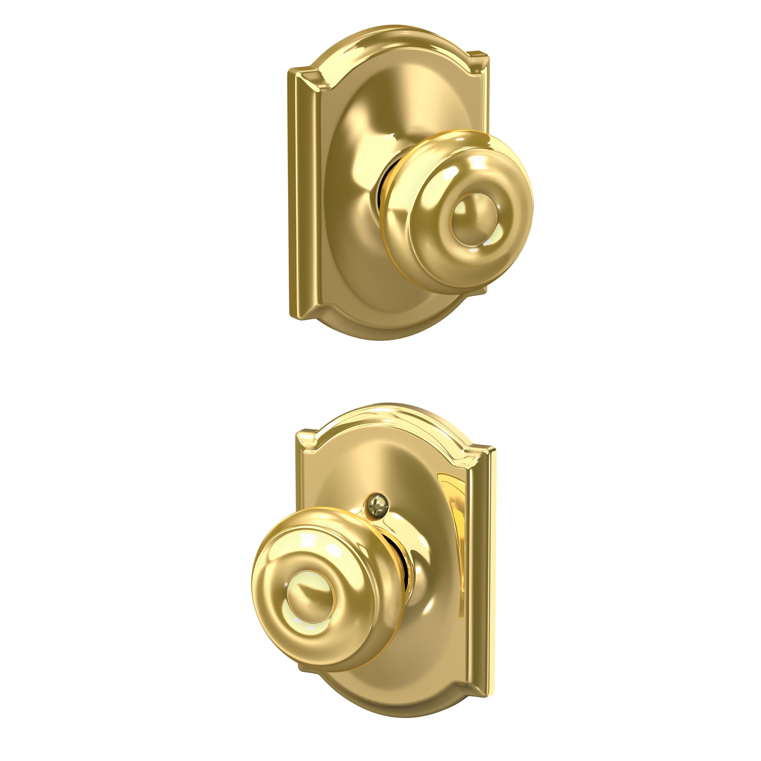SCHLAGE Georgian Hall/Closet Passage Door Knob, Bright Brass