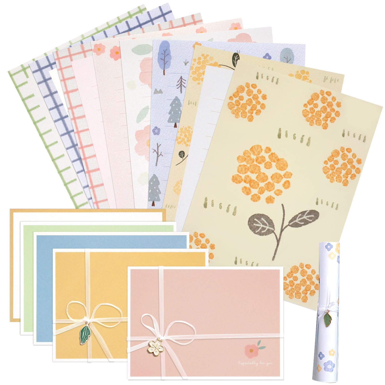 Lot 54 Papiers à Lettres + Enveloppes - Motifs Mignons, Lignés, 21x14 Cm - Idéal Correspondence, Cadeaux