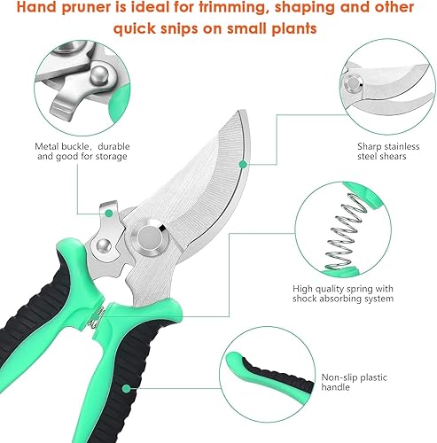 Miniatura 8 de AKOAK 1 paquete de tijeras de podar, tijeras profesionales de flores, cortadores de ramas, afiladas, duraderas, adecuadas para plantas, ramas, poda