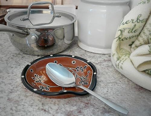 Miniatura 4 de Cuchara de cocina de cerámica de terracota de fabricación estadounidense, diseño de mirlo