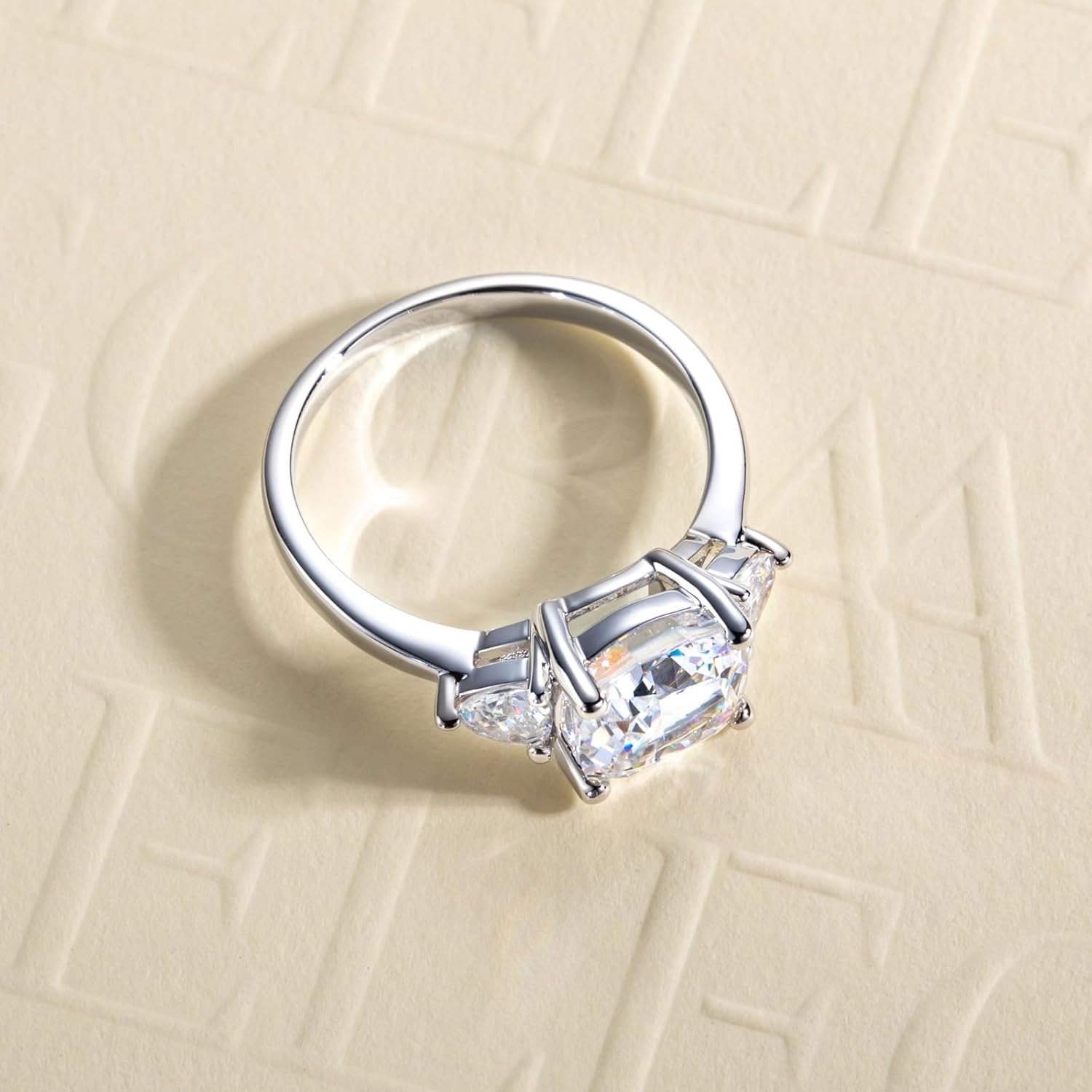 2CT-4CT Cubic Zirconia Oval Cut/Raidant Cut/Cushion Cut 3 Stone Engagement Rings 5A Grade Simulated Diamond CZ Wedding Promise Anniversary Rings for Women - Image 6