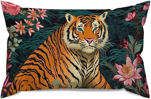 Vista 170 de ArogGeld Chinoiserie - Funda de cojín con estampado de leopardo y guepardo fucsia, con manchas de animales de vaca, color rosa oscuro, decoración