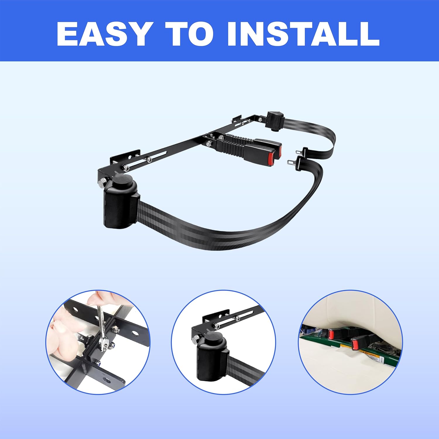 Universal Golf Cart Retractable 2 Passenger 42" Seat Belts with Bracket Kit for Yamaha Club Car DS Precedent EZGO TXT RXV