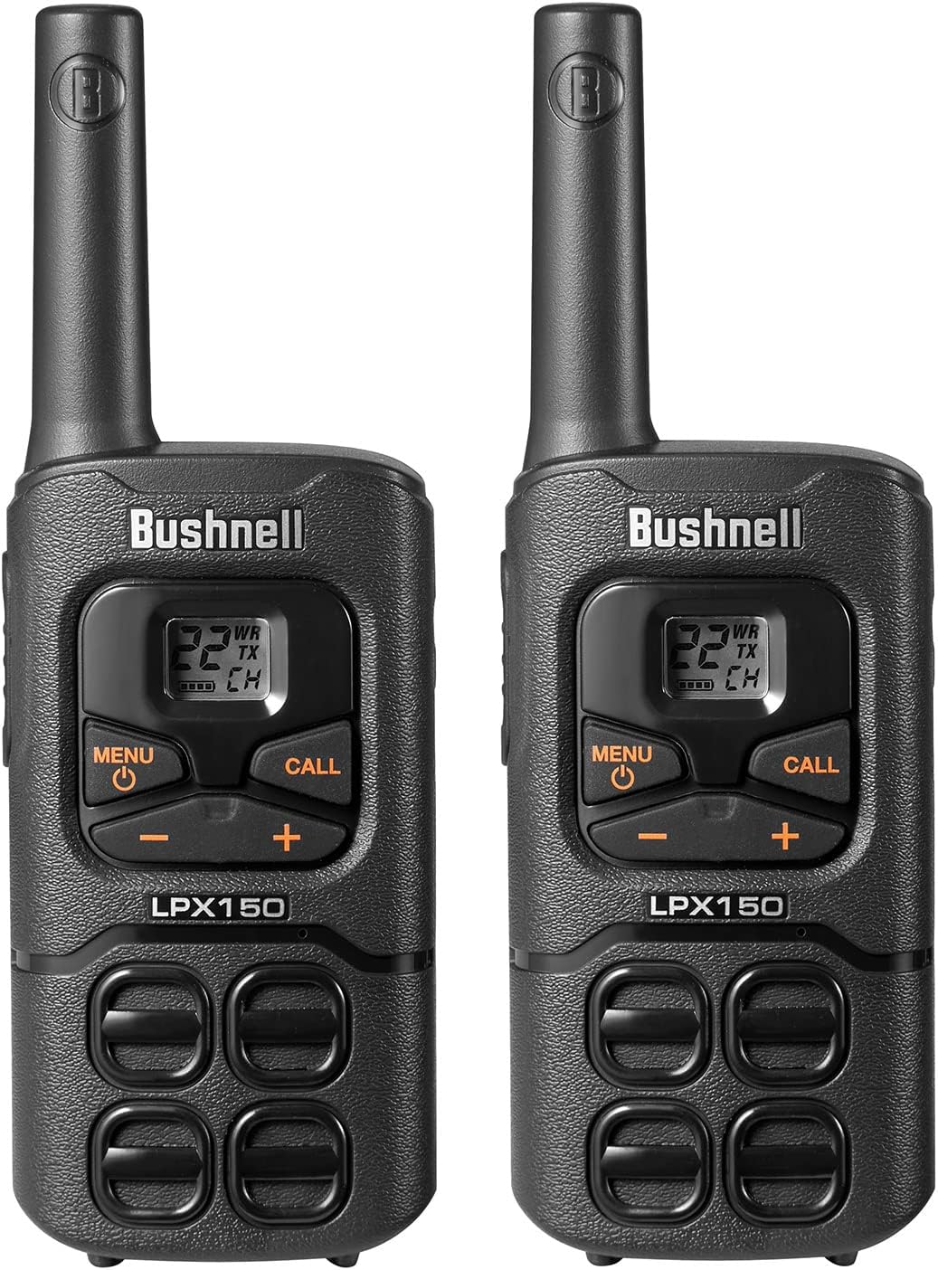 Open battery compartment of the Bushnell LPX150 Walkie Talkie, showing where to insert batteries.