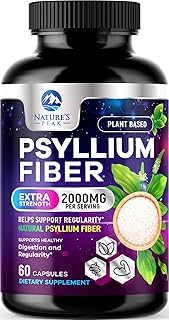 Psyllium Husk Powder 2000mg Per Serving - Soluble Fiber Supplement for Daily Digestive Health & Regularity Support, Natural Psyllium Powder Caps, Vegan Prebiotic, Non-GMO & Gluten-Free - 60 Capsules