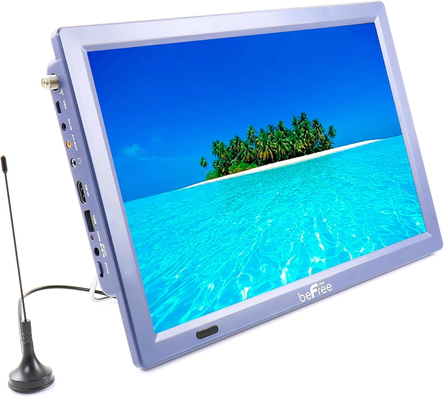 beFree Sound Portable Rechargeable 14 Inch LED TV with HDMI, SD/MMC, USB, VGA, AV in/Out and Built-in Digital Tuner in Blue