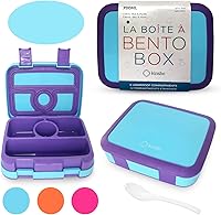 Vista 17 de Lonchera para niños - Caja bento para niños pequeños, 4 secciones con tapa, contenedor de refrigerios, preescolar, niños pequeños, bandeja extraíble