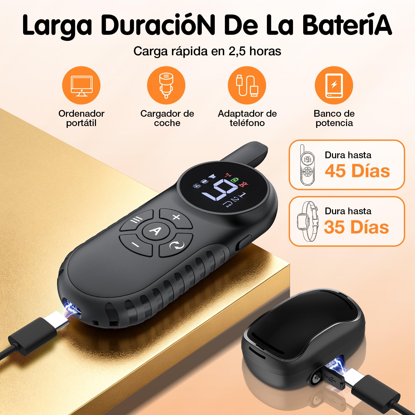 Collar de Adiestramiento para Perros, Collar Antiladridos para Perros | Rango Control Remoto 800m, 3 Modos de Adiestramiento, Sonido/Vibración, Recargable Collar Perro Adiestramiento, Étanche IPX7