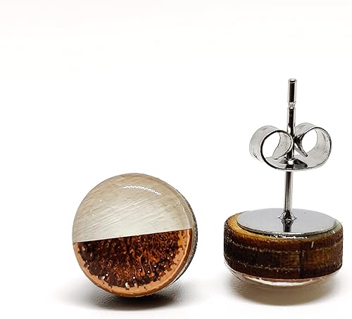 Miniatura 27 de Juego de aretes tipo dormilona de metal martillado de imitación de 0.394 pulgadas, aretes redondos para mujeres, niñas y hombres, hechos a mano