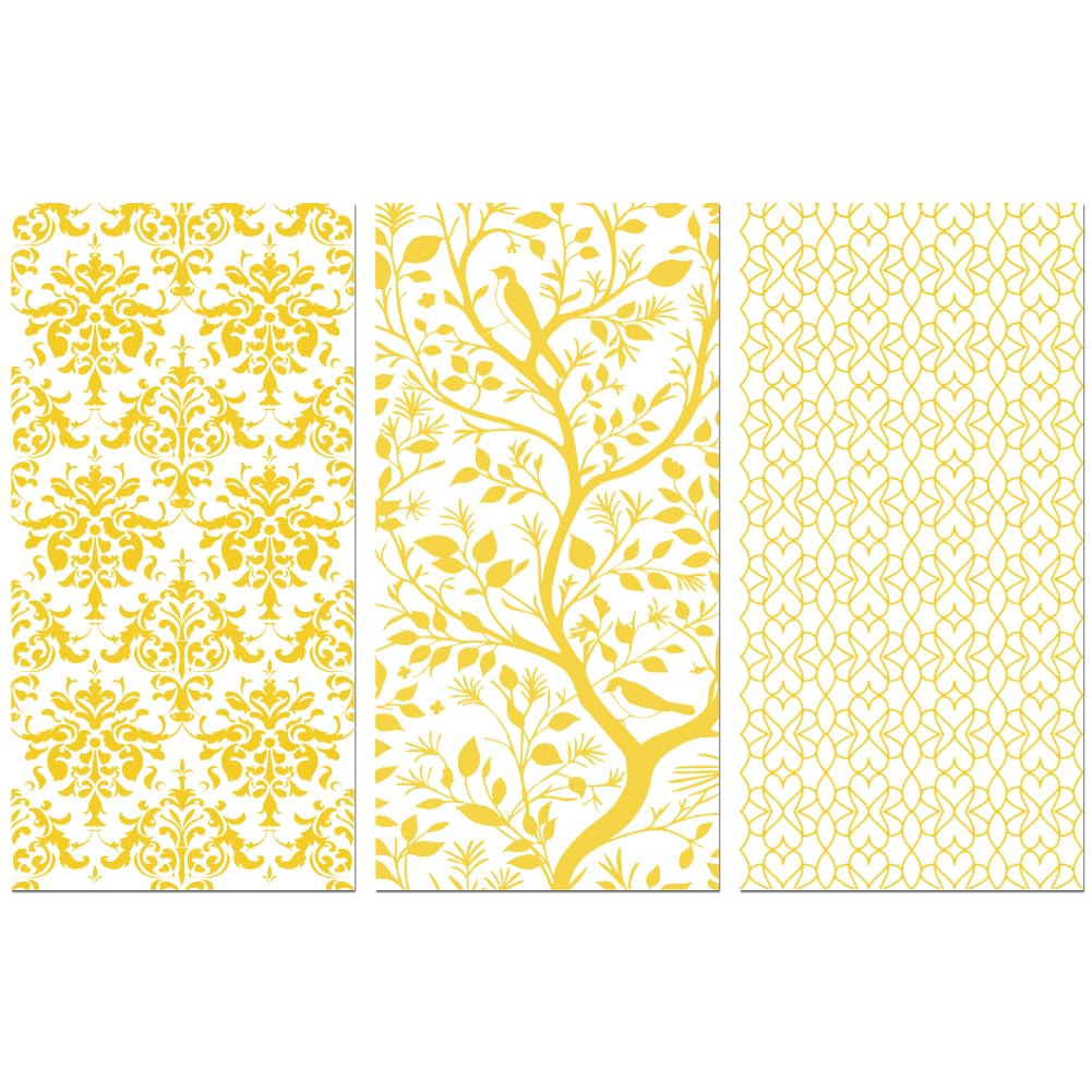 Peacoblue Rub on Transfer Decals for Furniture Crafts Decor 6"x12", 3Pcs Vintage Golden Yellow Patterns Waterproof UV DTF Transfer Decals for Dresser