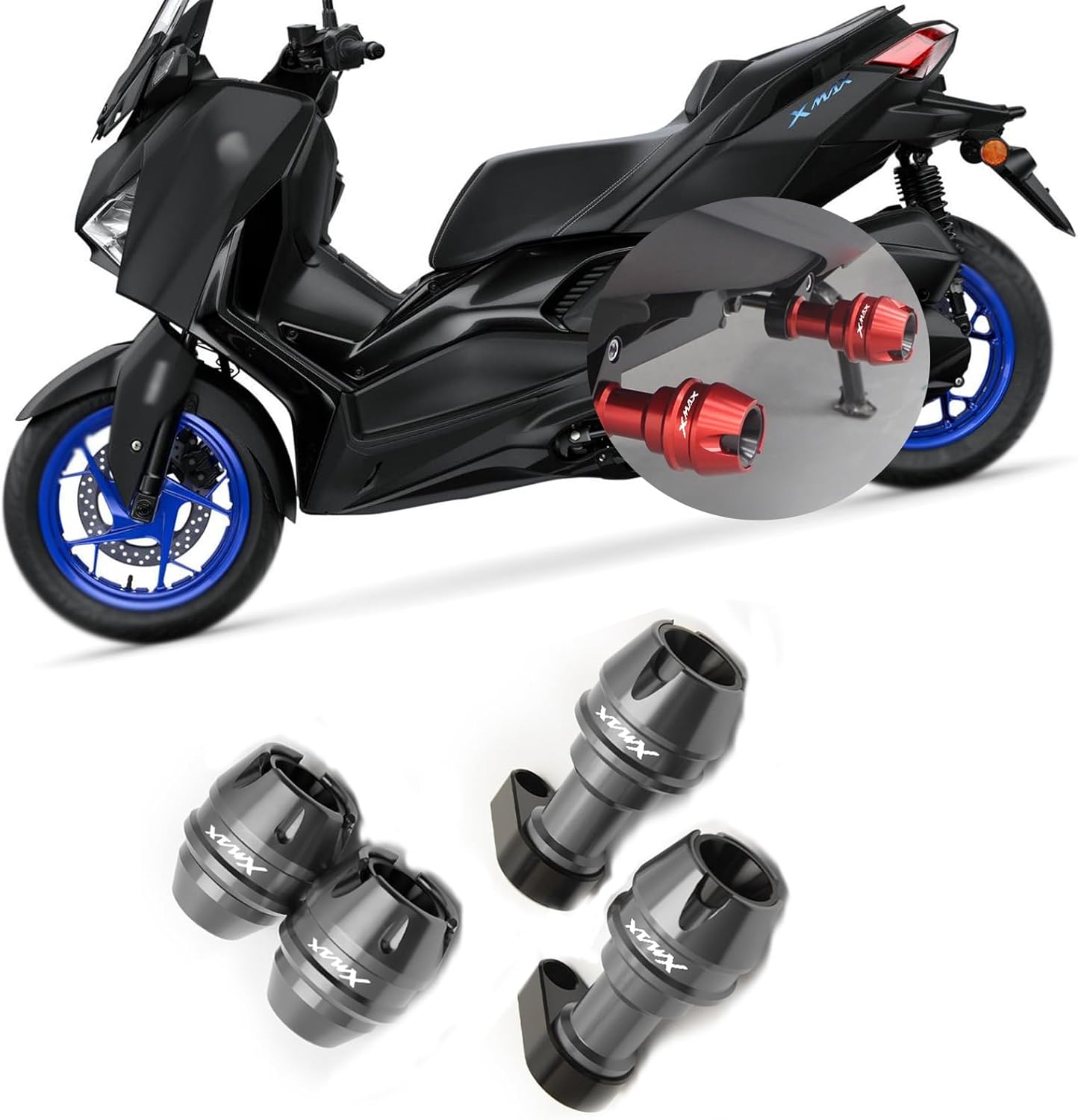 For XMAX300 2025 modified exhaust anti-fall ball xmax front wheel front fork cup anti-fall protection motorcycle accessories (Titanium)