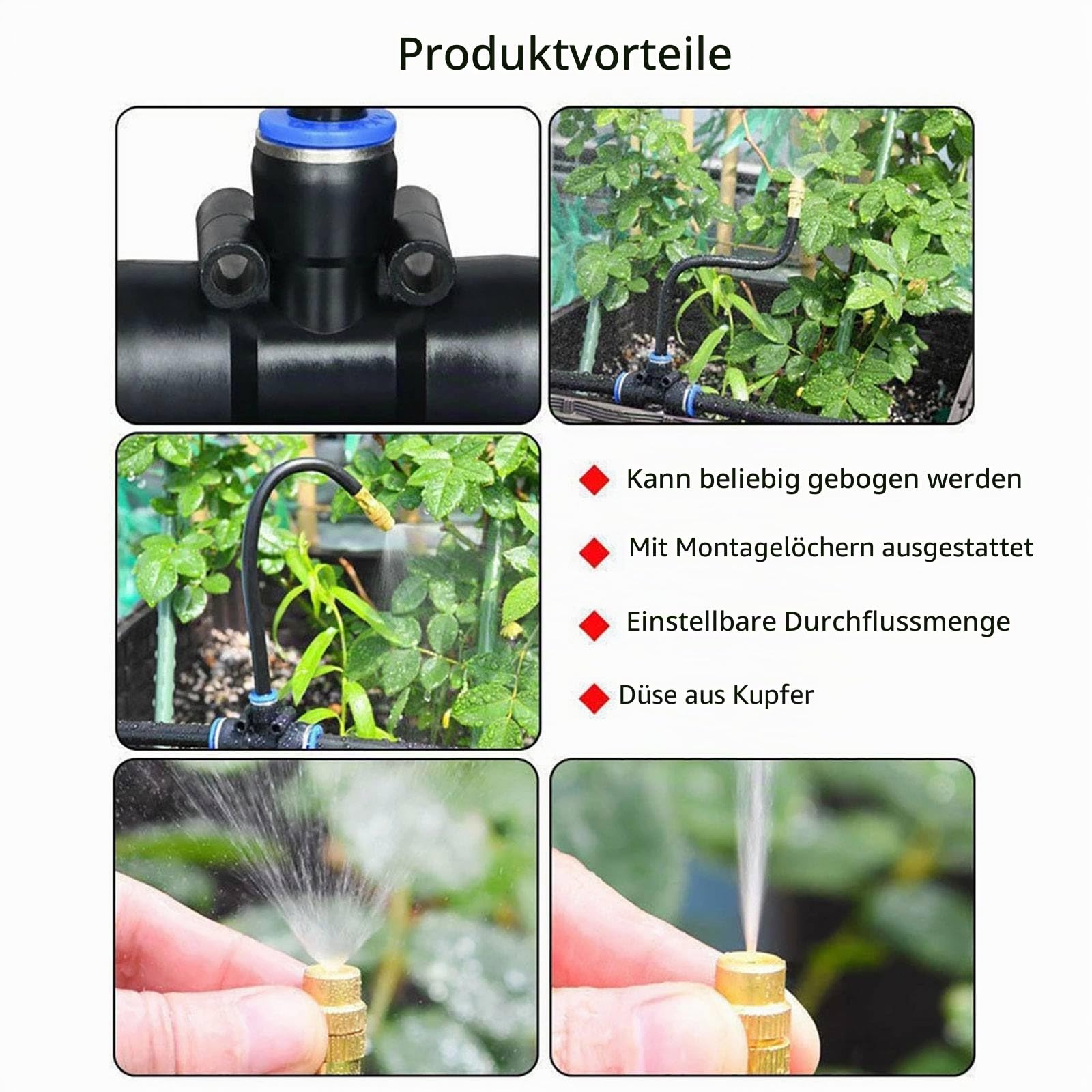360° Curved Garden Automatic Irrigation System, Bewässerungssystem Garten, Greenhouse Pflanzen, Hochbeet Bewässerung Tropfbewässerung für Landschaft, Flower Bed und Terrasse Pflanzen (20m)