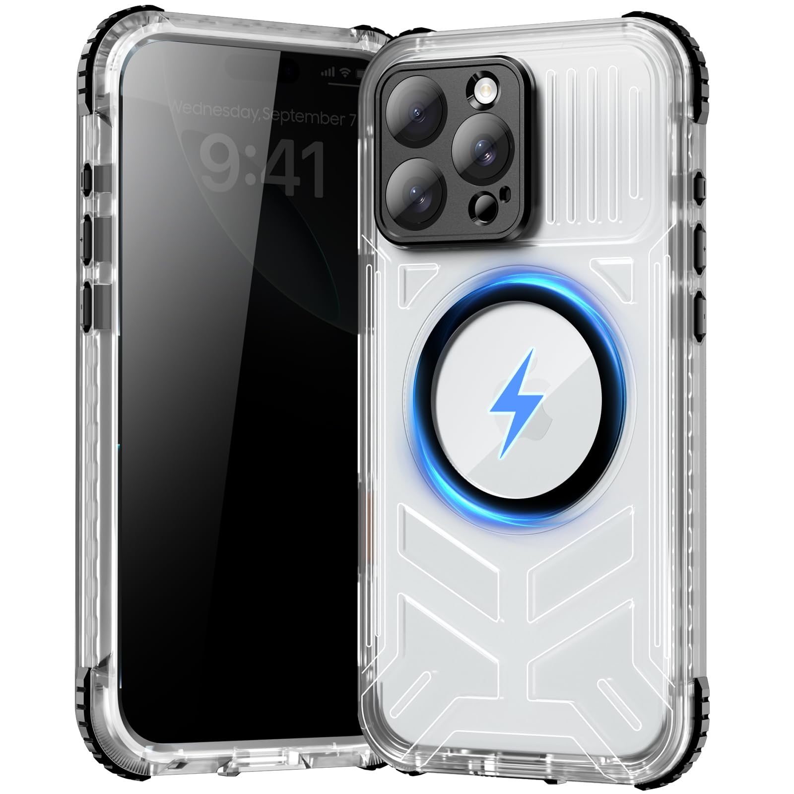 Beeasy für iPhone 16 Pro Max Hülle Wasserdicht für MagSafe mit Sichtschutz | 360 Grad Schutzhülle, Outdoor Stoßfest Panzerhülle, IP68 Wasserfest Staubdicht Handyhülle mit Displayschutz & Kameraschutz