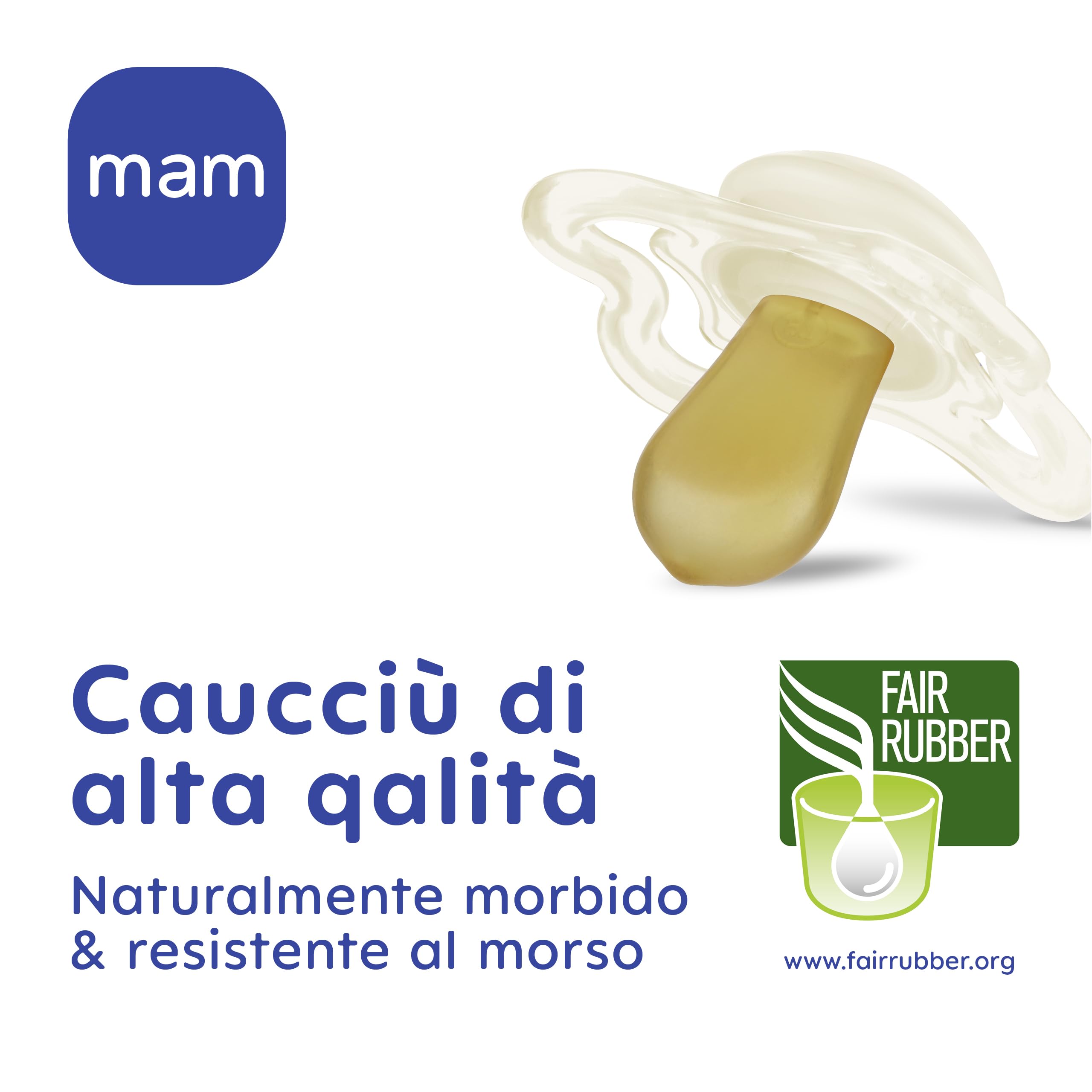 MAM Air Ciuccio in Set da 2 Succhietti misura 6+ mesi, Tettarella in Caucciù Naturale, Bio-circolare, con Custodia Porta Succhietto, Neutro