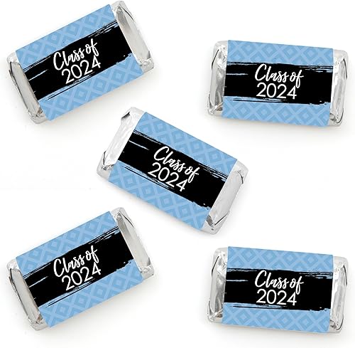 Big Dot of Happiness Pegatinas de envoltura de barra de caramelos azul claro - Best is Yet to Come - Mini pegatinas de envoltura de barra de