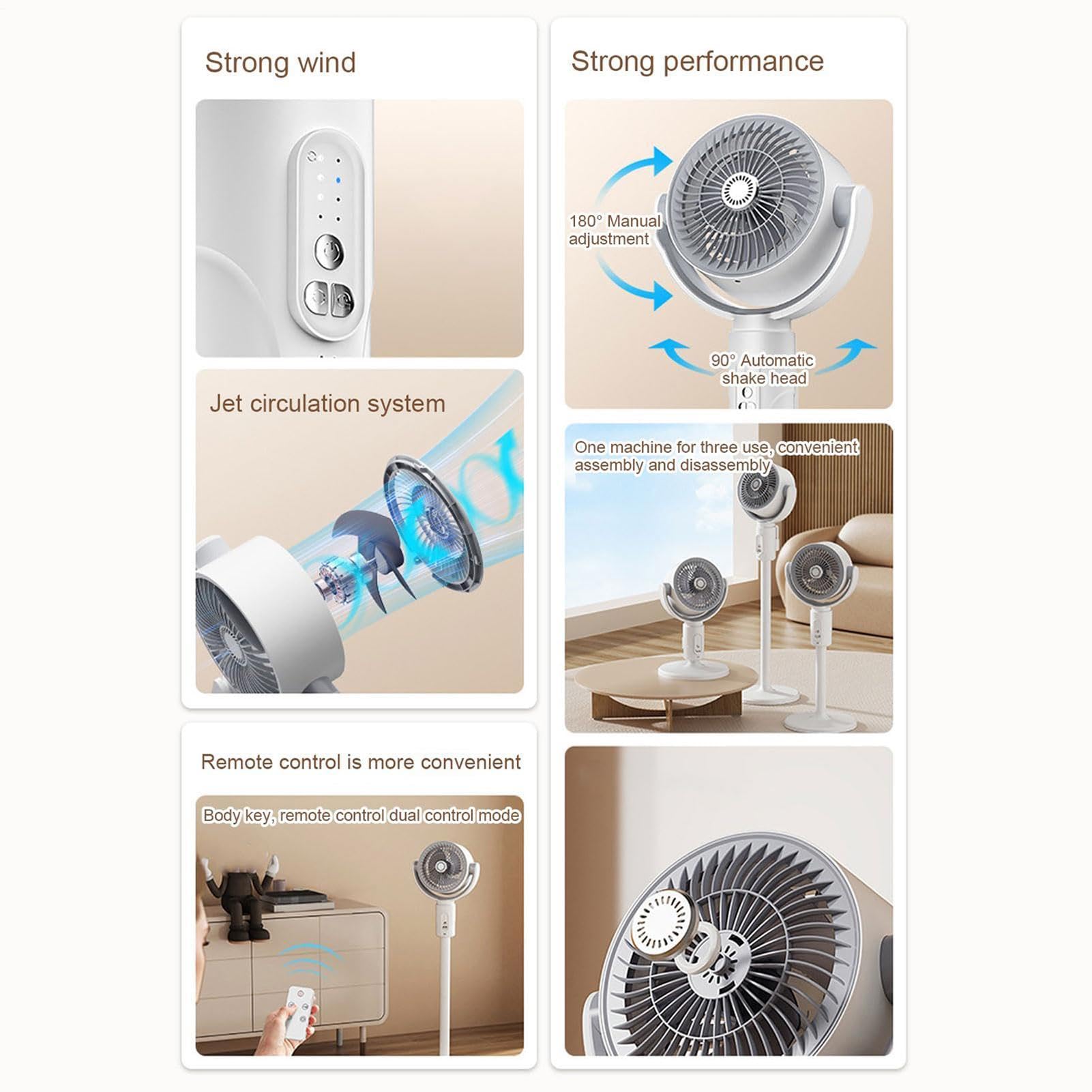 Ventilatore a Oscillazione Basso Livello di Suono Regolabile In Altezza | Ventilatore oscillante ricaricabile ideale per uomini, donne, adulti, comodino, casa, ufficio e campeggio