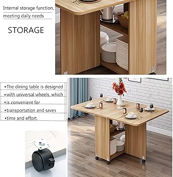 Amazon｜省スペースの折りたたみ式ダイニングテーブル、4-8 人用の農家