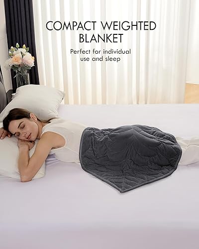 Miniatura 3 de Kaisa Manta con peso de 5 libras, 25 x 35 pulgadas, acogedora manta de terciopelo de cristal de lujo con peso pequeño para adultos, manta portátil