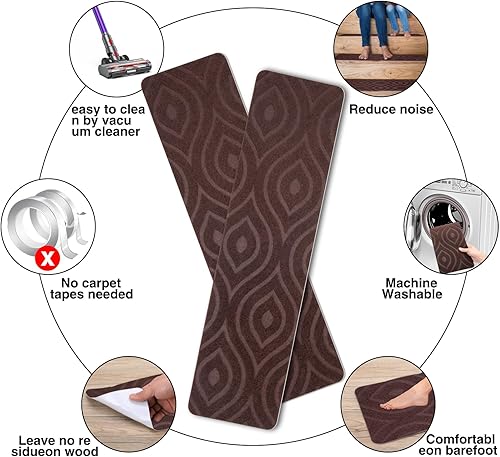 Miniatura 23 de Peldaños de escalera para peldaños de madera, 15 unidades, 8 x 30 pulgadas, alfombras antideslizantes para interiores, para niños, ancianos y Cubo