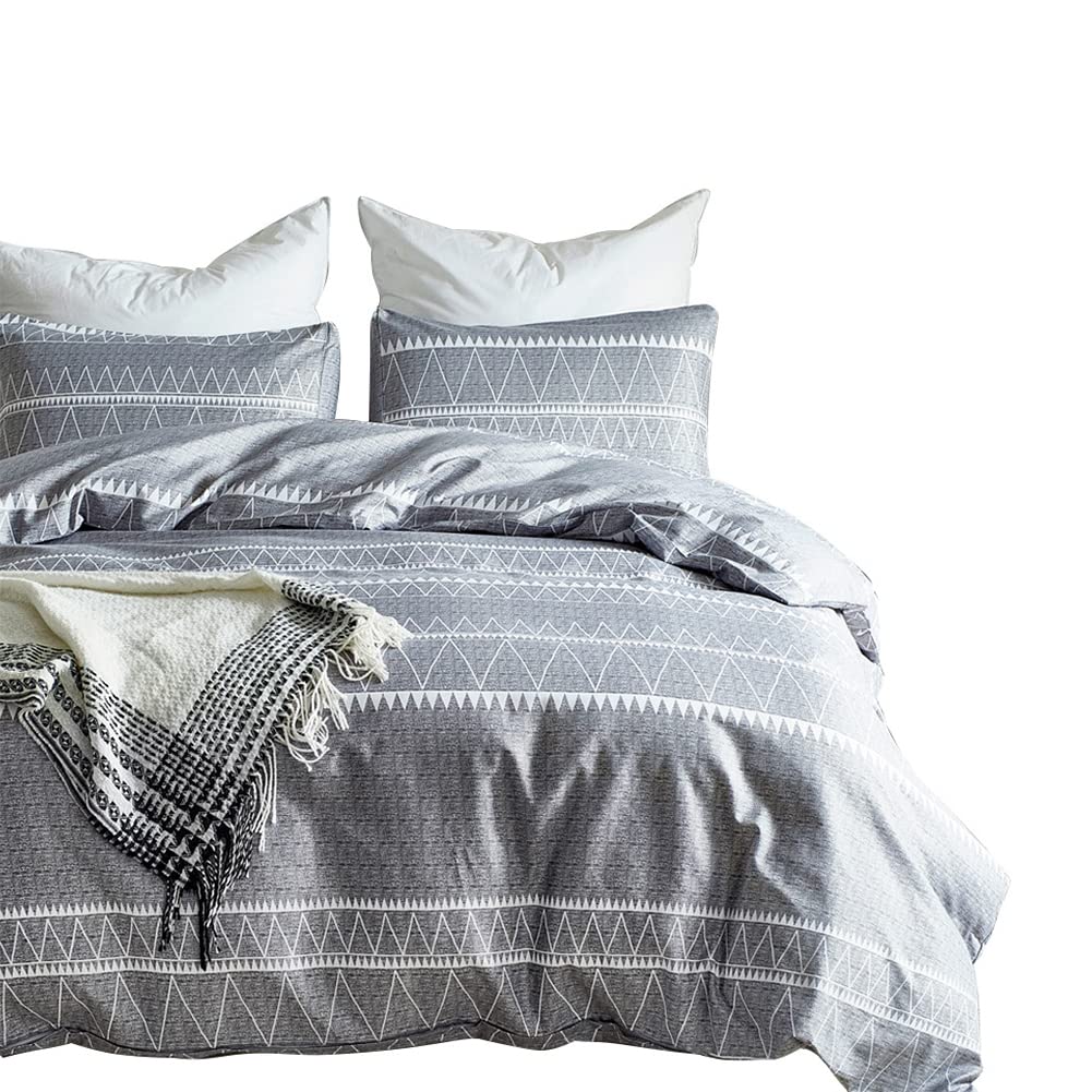 Ju JiaL Boho Grey Duvet Cover Set King Size, Ultra Soft Comforter