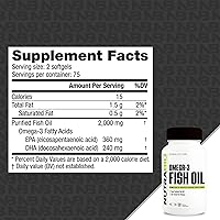 Vista 3 de NutraBio Suplementos de aceite de pescado Omega 3, 2,000 mg, 150 cápsulas blandas - Suplemento de ácidos grasos EPA DHA Omega 3 para ayudar a