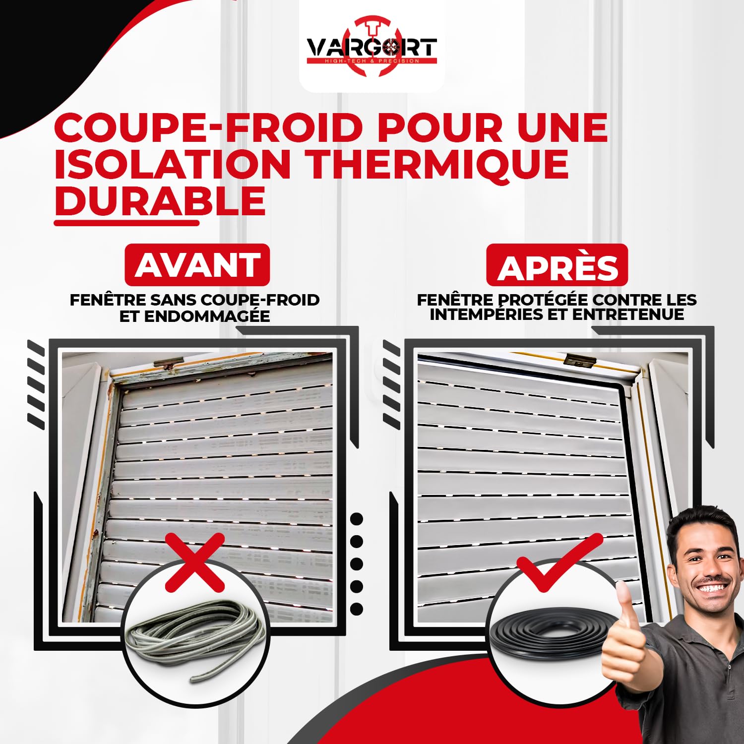 Joint de fenêtre, S-1530, (50mts) | Joint fenetre isolation conçu pour une performance maximale. Joint caoutchouc robuste et souple, idéal pour protéger les fenêtres PVC contre le froid et l’humidité.
