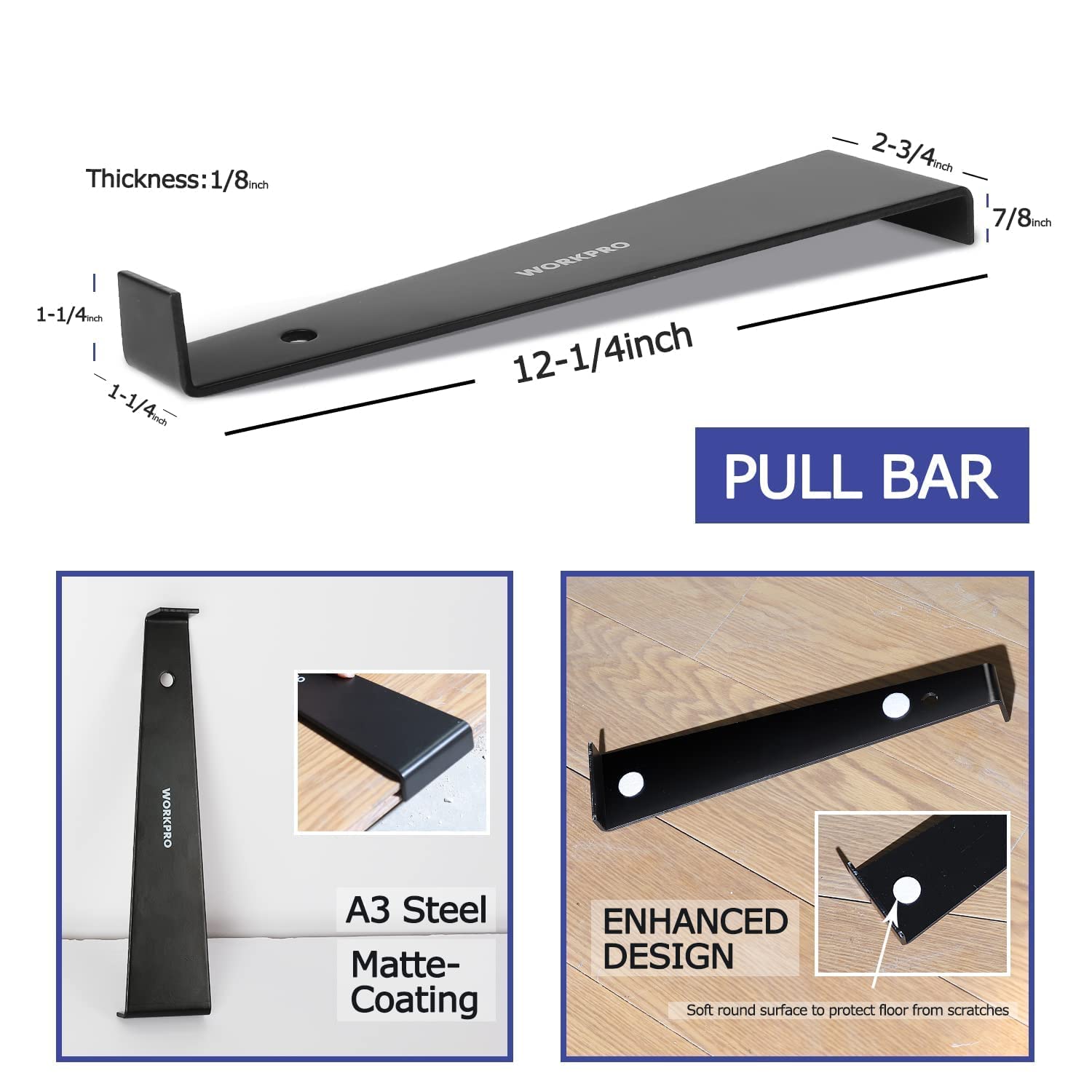 WORKPRO 34-Piece Laminate Wood Flooring Installation Kit with Professional Knee Pads for Construction, Reinforced Double-Faced Mallet, Heavy Duty Pull Bar, Tapping Block and 30-Piece Spacers Included