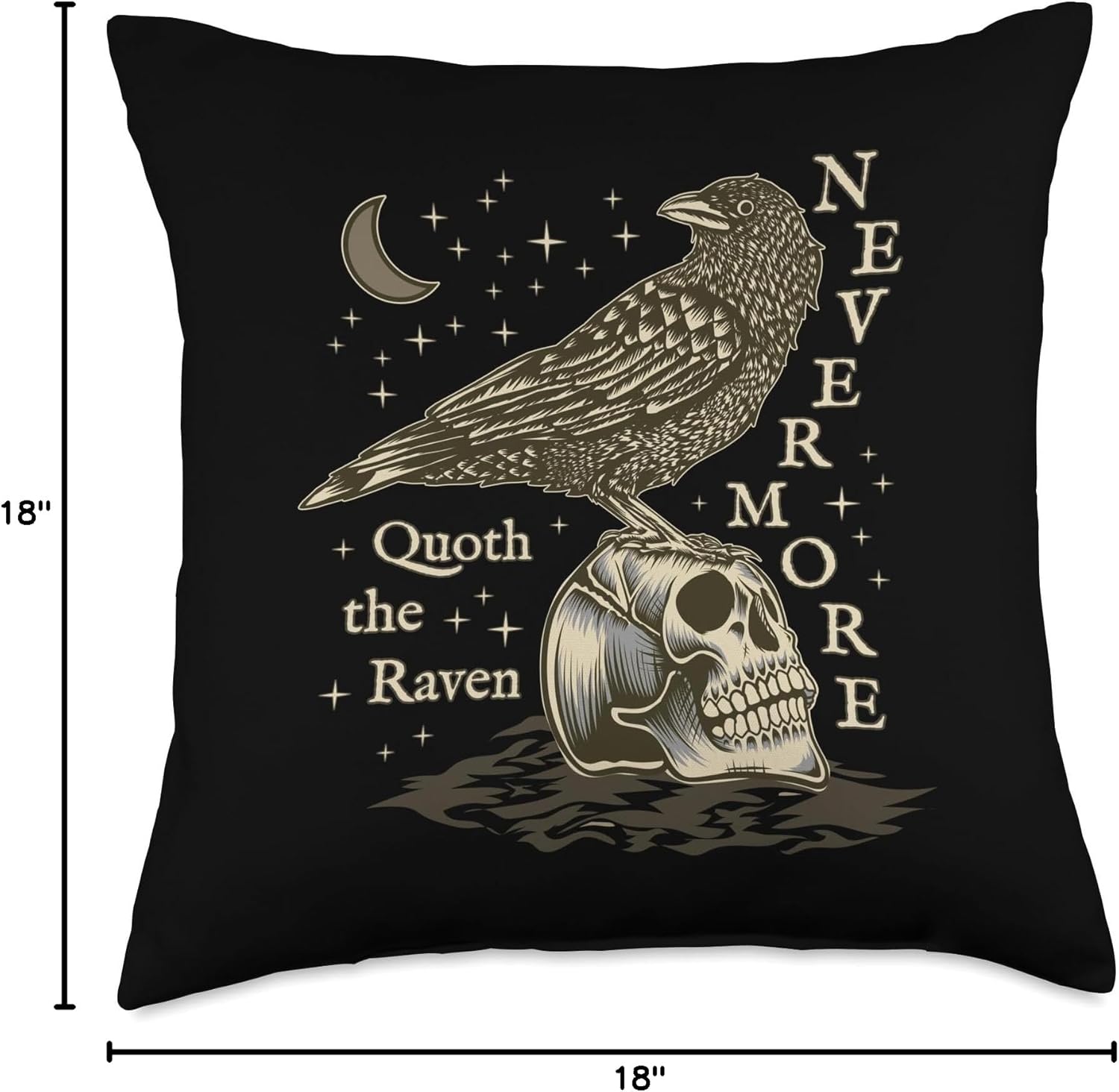 Nevermore Raven Edgar Allan Poe Dark Academia Horror Novel Throw Pillow
