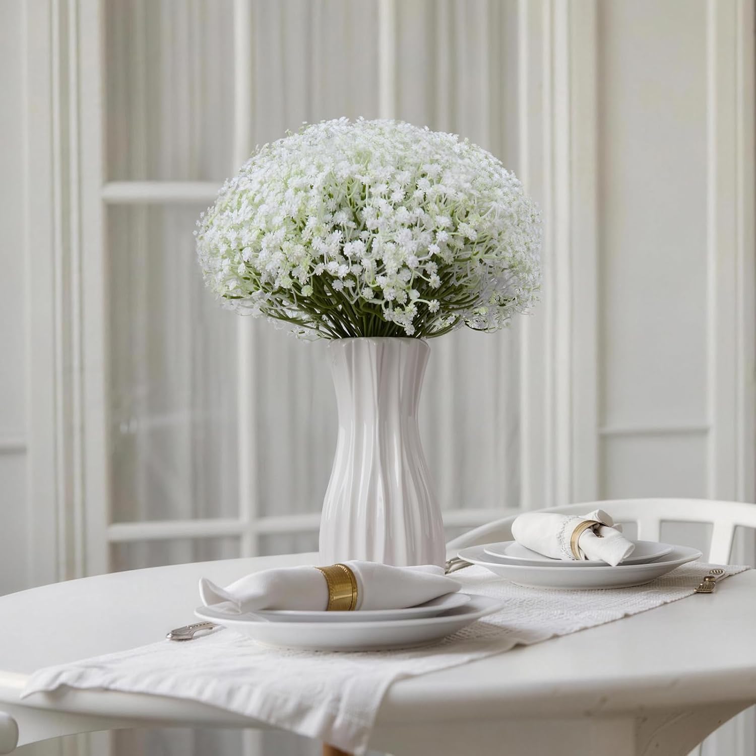 100 Pcs Babys Breath Artificial Flowers White Baby Breath Flowers Artificial Bulk,Real Touch Fake Flowers Baby's Breath for Wedding Party Home Garden Decoration