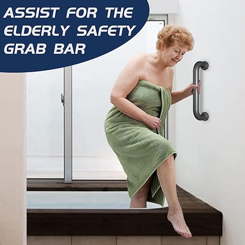 Miniatura 6 de Barra de agarre de ducha de níquel cepillado plateado de 12 pulgadas, soporte de barandilla de seguridad de acero inoxidable para duchas, lesiones